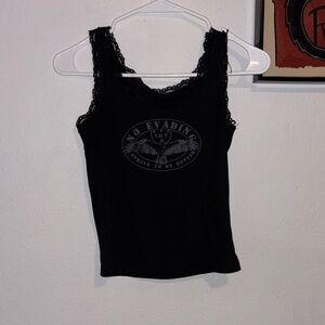 Black Lace Trim Tank Top
